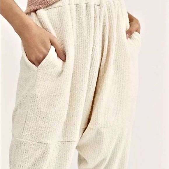 Free People Harem Pant Jogger Thick Ribbed Ivory - Picture 3 of 4